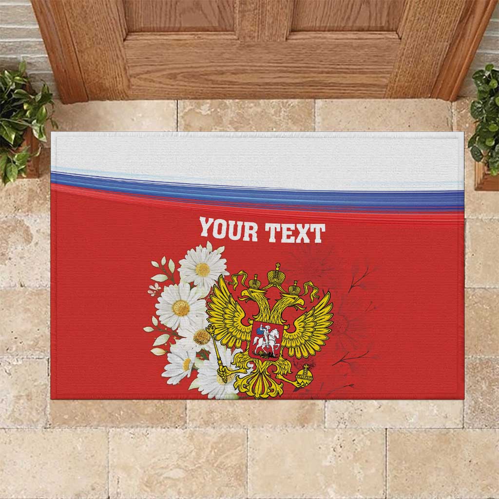 Personalized Russia Rubber Doormat Coat Of Arms With Chamomile Flower