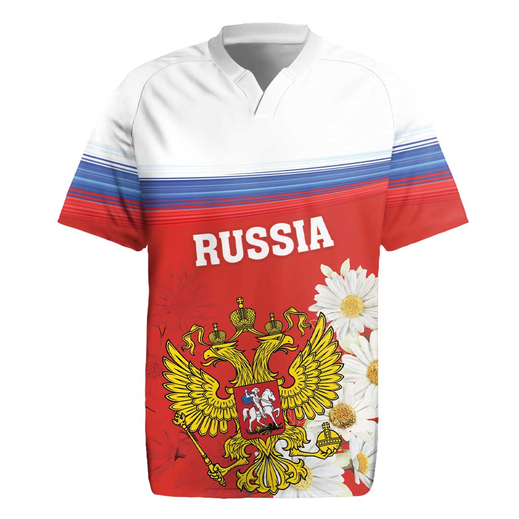 Personalized Russia Rugby Jersey Coat Of Arms With Chamomile Flower