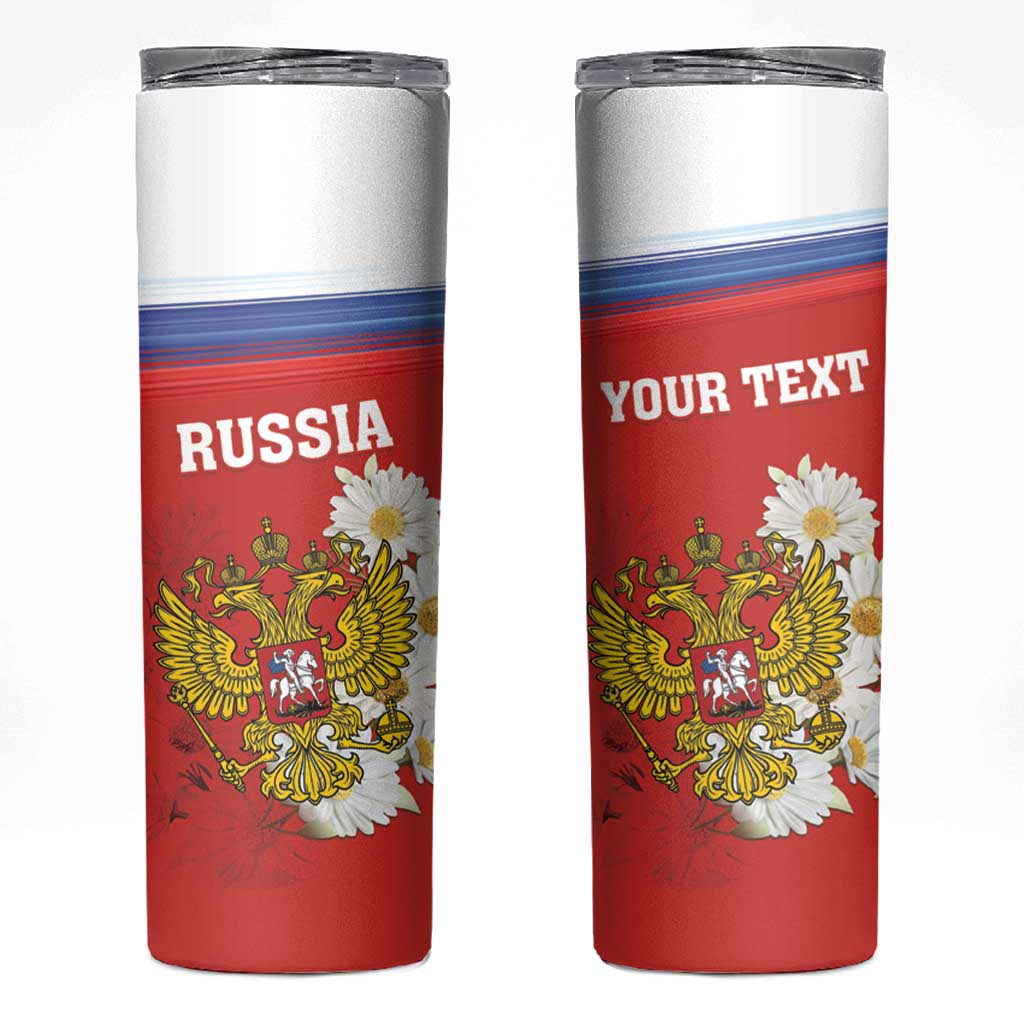 Personalized Russia Skinny Tumbler Coat Of Arms With Chamomile Flower