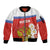 Personalized Russia Sleeve Zip Bomber Jacket Coat Of Arms With Chamomile Flower