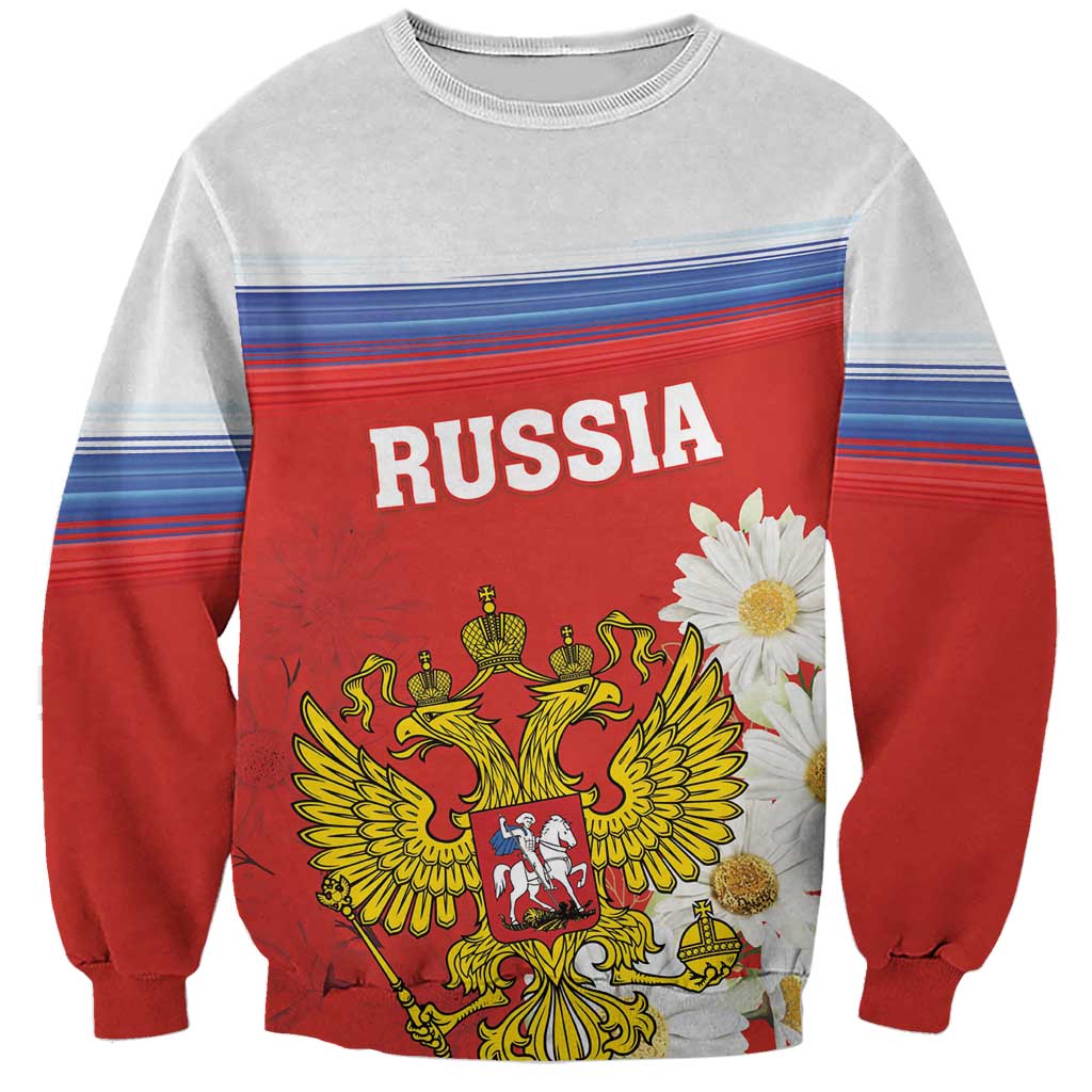 Personalized Russia Sweatshirt Coat Of Arms With Chamomile Flower