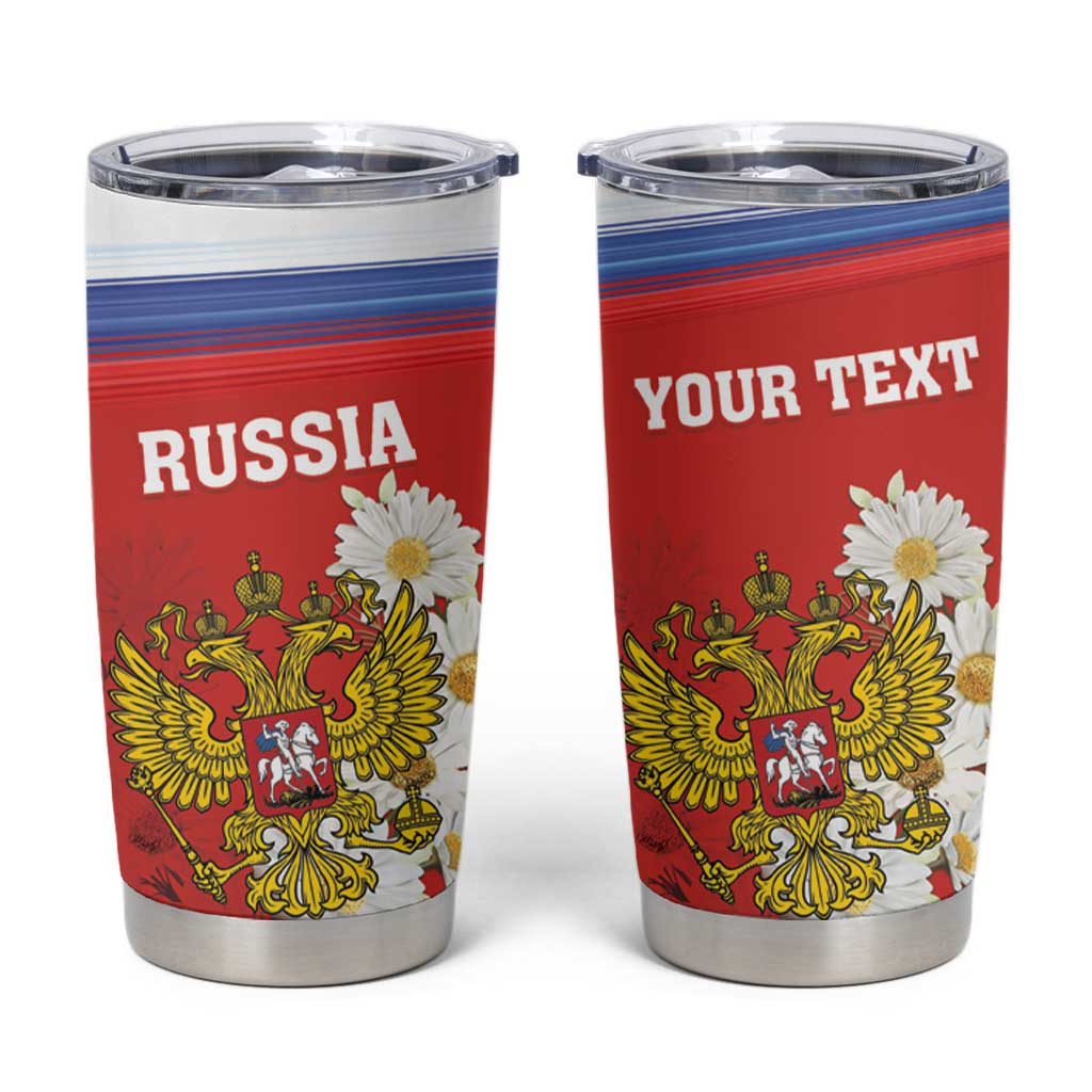 Personalized Russia Tumbler Cup Coat Of Arms With Chamomile Flower