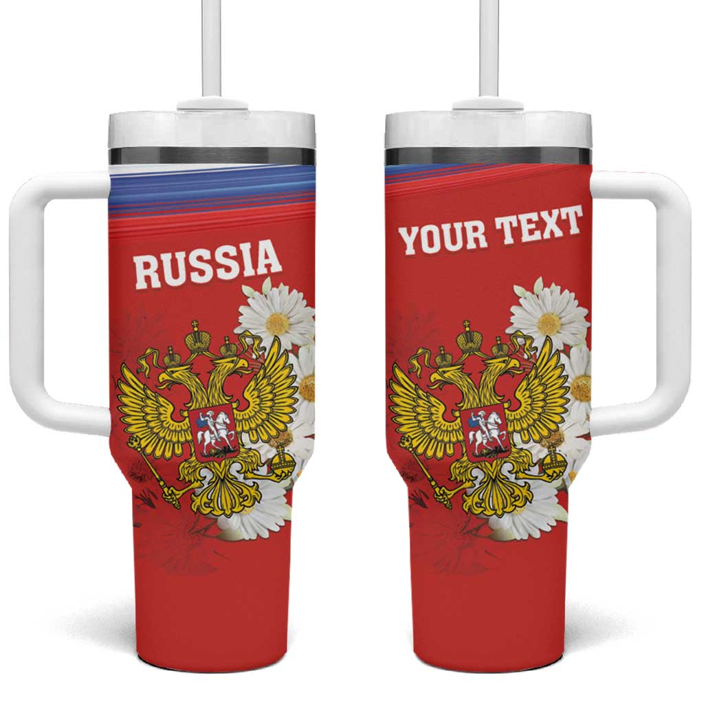 Personalized Russia Tumbler With Handle Coat Of Arms With Chamomile Flower