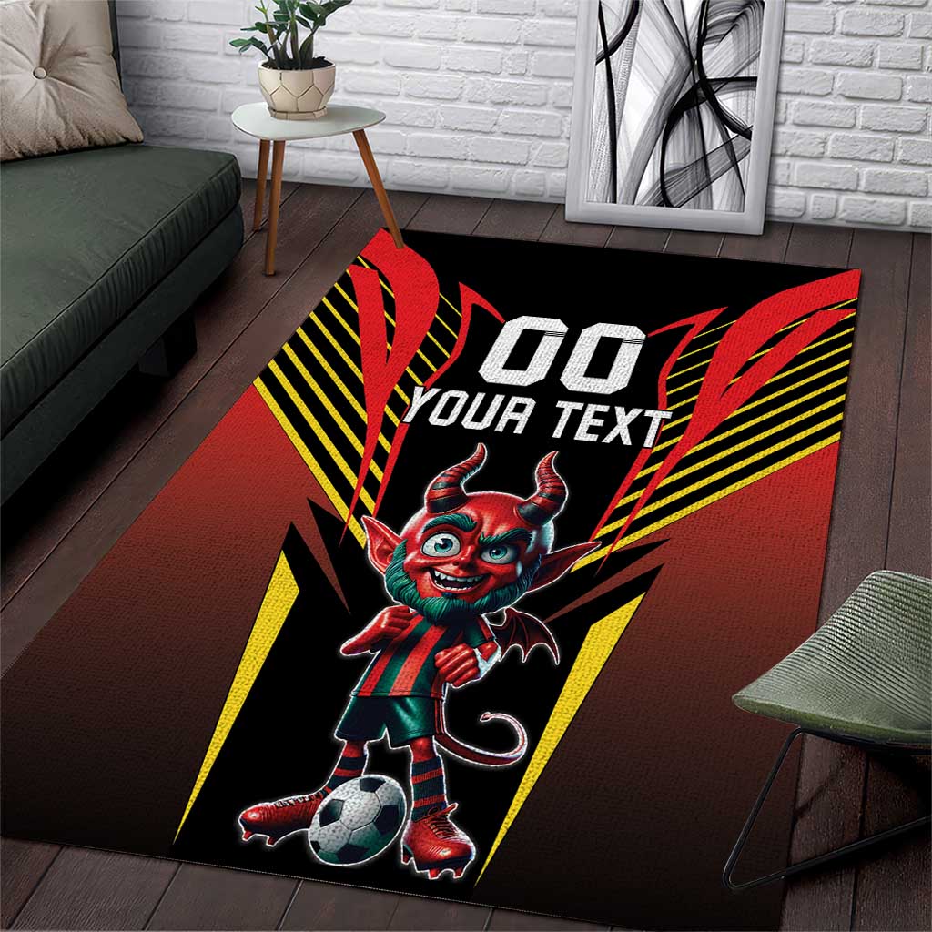 Custom Belgium Football Area Rug Les Diables rouges Devil Mascot