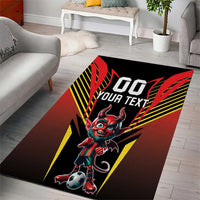Custom Belgium Football Area Rug Les Diables rouges Devil Mascot