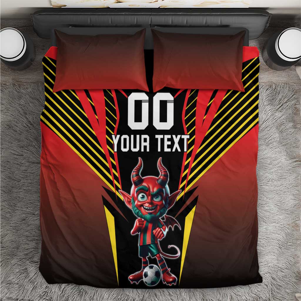 Custom Belgium Football Bedding Set Les Diables rouges Devil Mascot