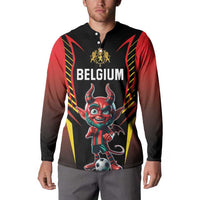 Custom Belgium Football Button Sweatshirt Les Diables rouges Devil Mascot