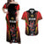 Custom Belgium Football Couples Matching Off Shoulder Maxi Dress and Hawaiian Shirt Les Diables rouges Devil Mascot