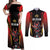 Custom Belgium Football Couples Matching Off Shoulder Maxi Dress and Long Sleeve Button Shirt Les Diables rouges Devil Mascot