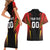 Custom Belgium Football Couples Matching Short Sleeve Bodycon Dress and Hawaiian Shirt Les Diables rouges Devil Mascot