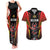 Custom Belgium Football Couples Matching Tank Maxi Dress and Hawaiian Shirt Les Diables rouges Devil Mascot