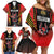 Custom Belgium Football Family Matching Off Shoulder Short Dress and Hawaiian Shirt Les Diables rouges Devil Mascot