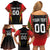 Custom Belgium Football Family Matching Off Shoulder Short Dress and Hawaiian Shirt Les Diables rouges Devil Mascot