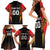 Custom Belgium Football Family Matching Short Sleeve Bodycon Dress and Hawaiian Shirt Les Diables rouges Devil Mascot