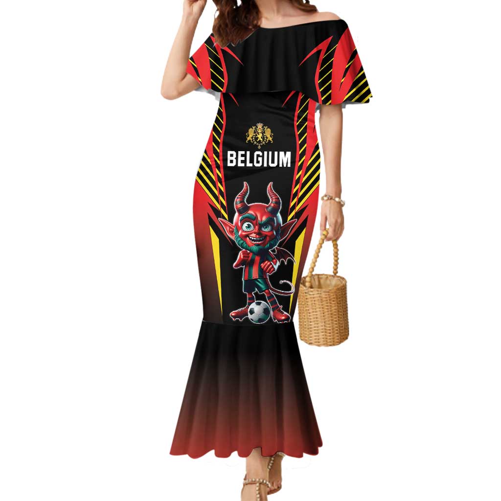 Custom Belgium Football Mermaid Dress Les Diables rouges Devil Mascot