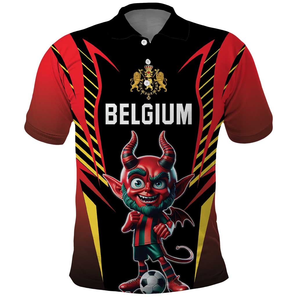 Custom Belgium Football Polo Shirt Les Diables rouges Devil Mascot