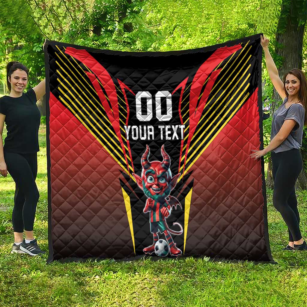 Custom Belgium Football Quilt Les Diables rouges Devil Mascot