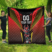Custom Belgium Football Quilt Les Diables rouges Devil Mascot