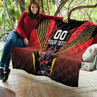 Custom Belgium Football Quilt Les Diables rouges Devil Mascot