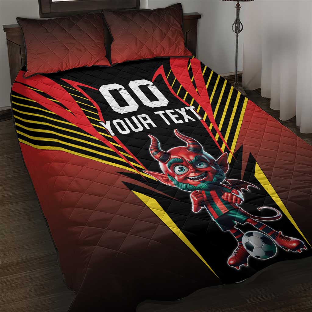 Custom Belgium Football Quilt Bed Set Les Diables rouges Devil Mascot