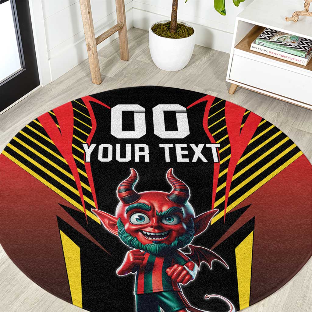 Custom Belgium Football Round Carpet Les Diables rouges Devil Mascot