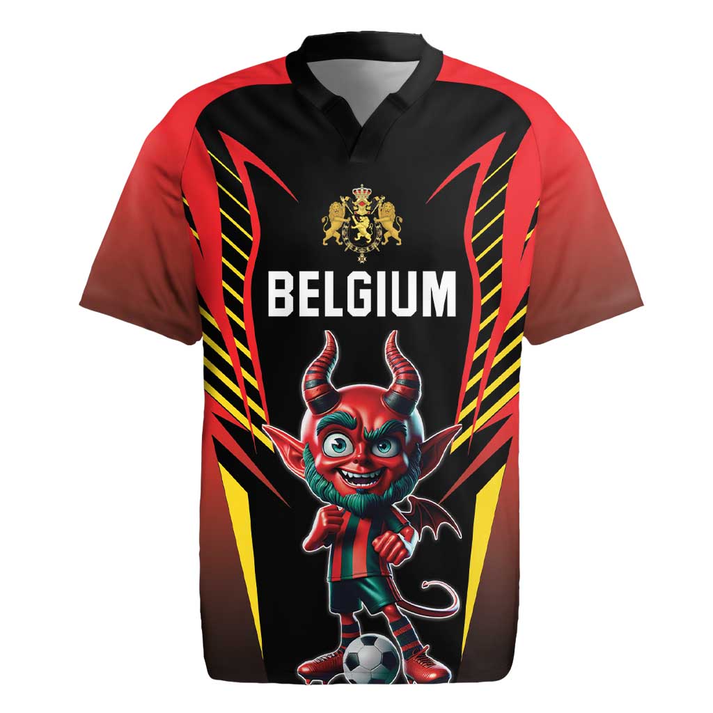 Custom Belgium Football Rugby Jersey Les Diables rouges Devil Mascot