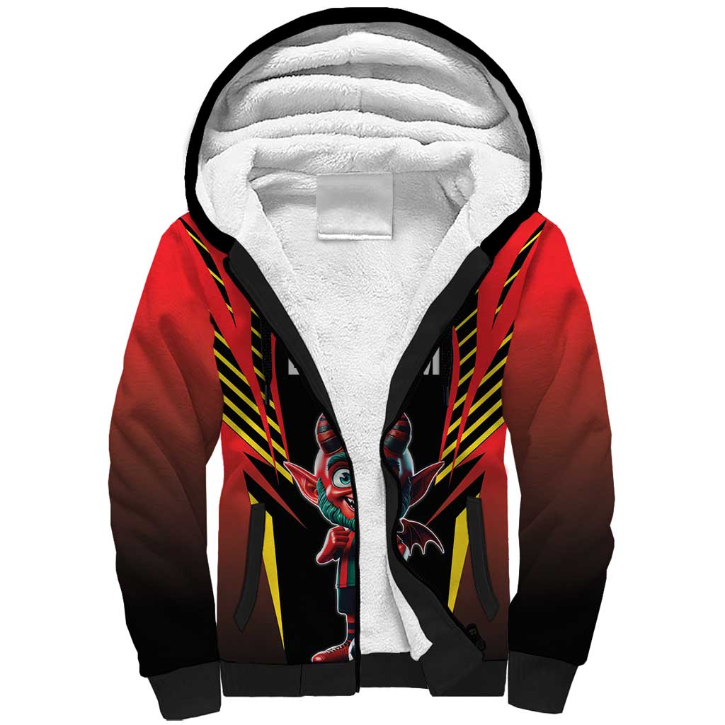 Custom Belgium Football Sherpa Hoodie Les Diables rouges Devil Mascot