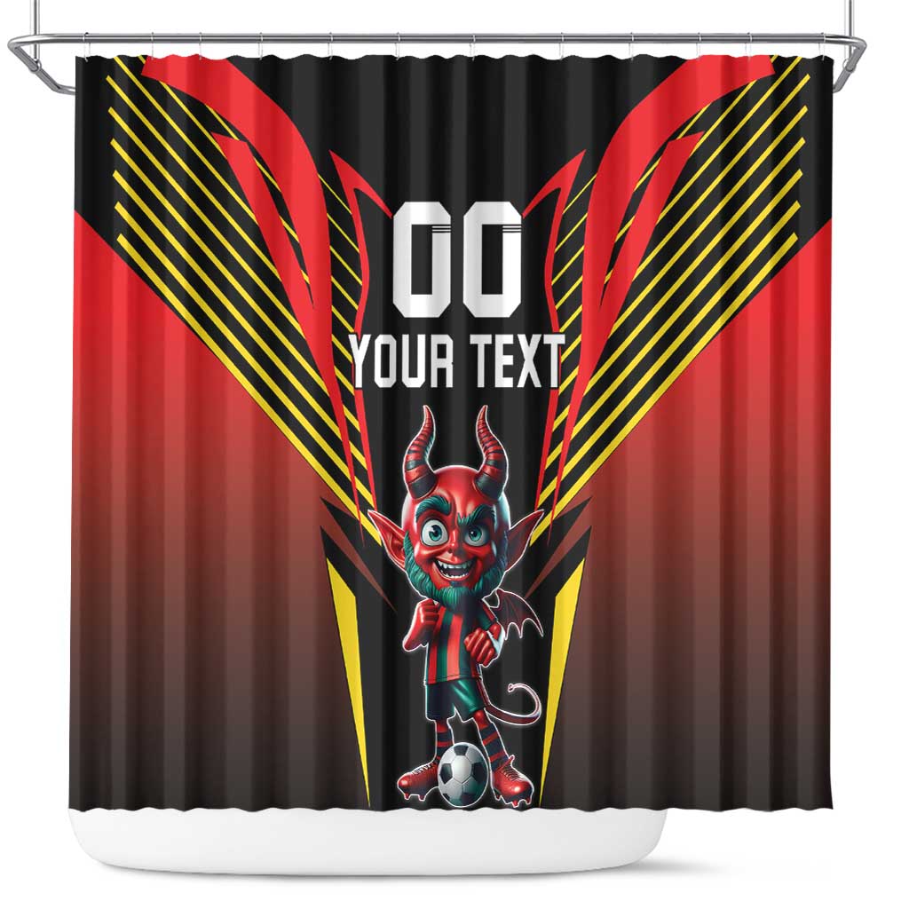 Custom Belgium Football Shower Curtain Les Diables rouges Devil Mascot