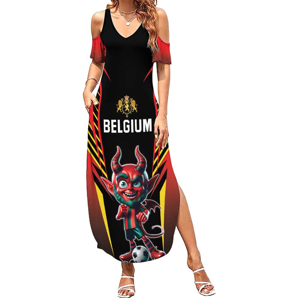 Custom Belgium Football Summer Maxi Dress Les Diables rouges Devil Mascot