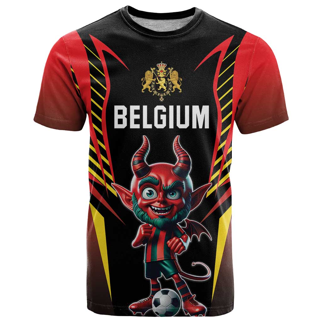 Custom Belgium Football T Shirt Les Diables rouges Devil Mascot