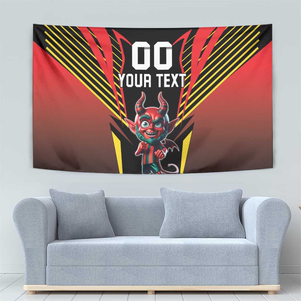 Custom Belgium Football Tapestry Les Diables rouges Devil Mascot