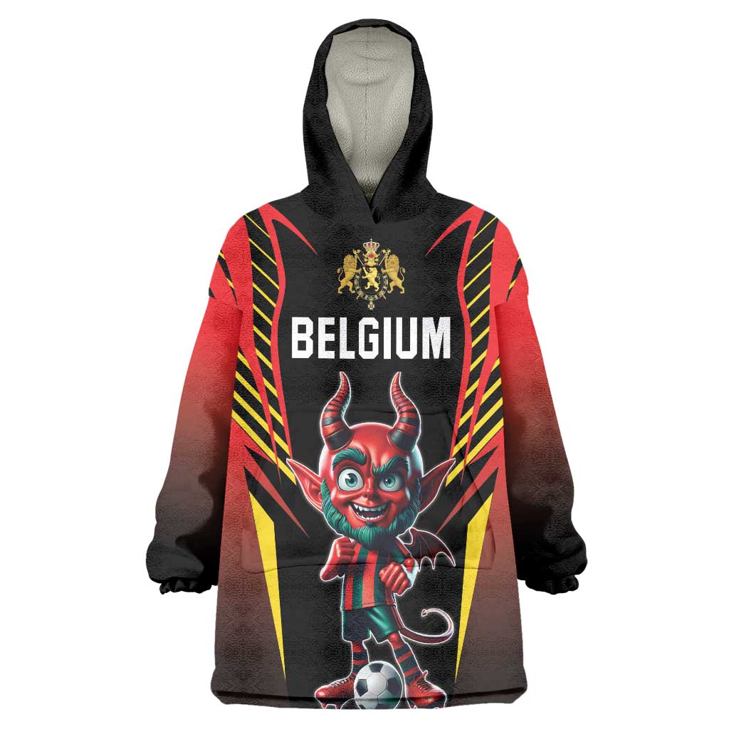 Custom Belgium Football Wearable Blanket Hoodie Les Diables rouges Devil Mascot