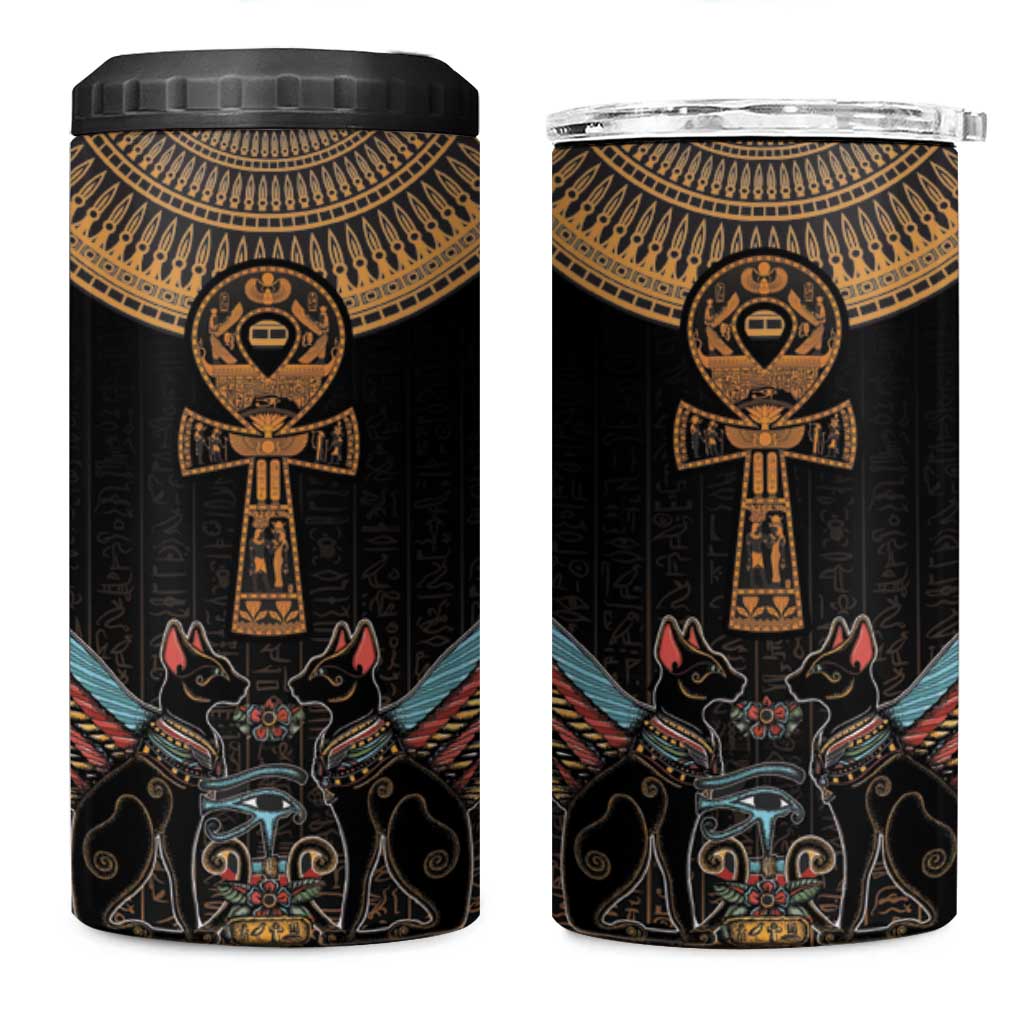 Ankh Egypt 4 in 1 Can Cooler Tumbler Ankh Egyptian Hieroglyphs Alphabet