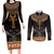 Ankh Egypt Couples Matching Long Sleeve Bodycon Dress and Long Sleeve Button Shirt Ankh Egyptian Hieroglyphs Alphabet