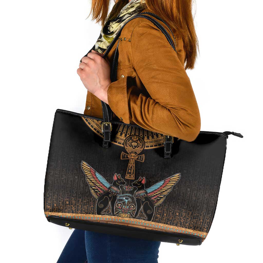 Ankh Egypt Leather Tote Bag Ankh Egyptian Hieroglyphs Alphabet