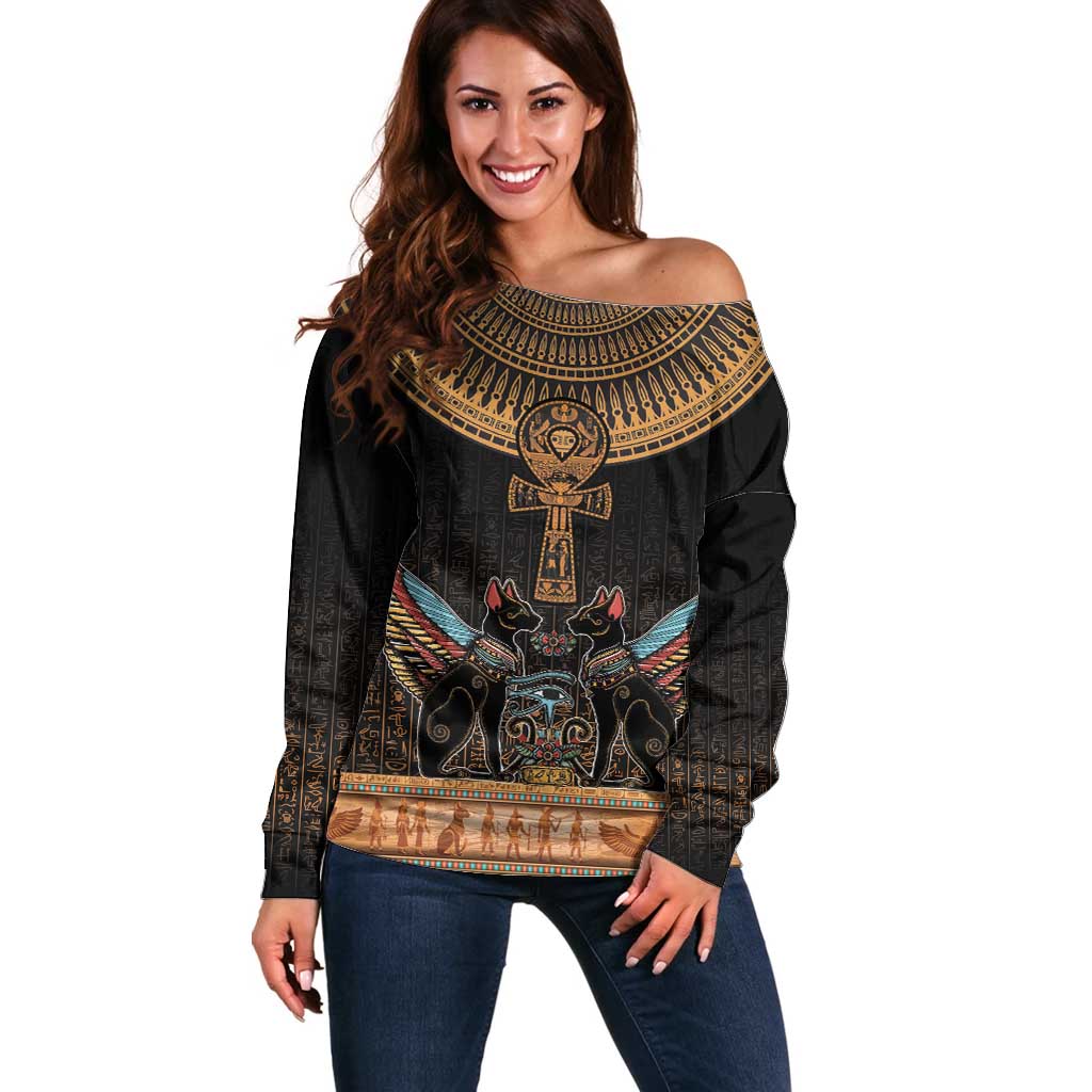 Ankh Egypt Off Shoulder Sweater Ankh Egyptian Hieroglyphs Alphabet