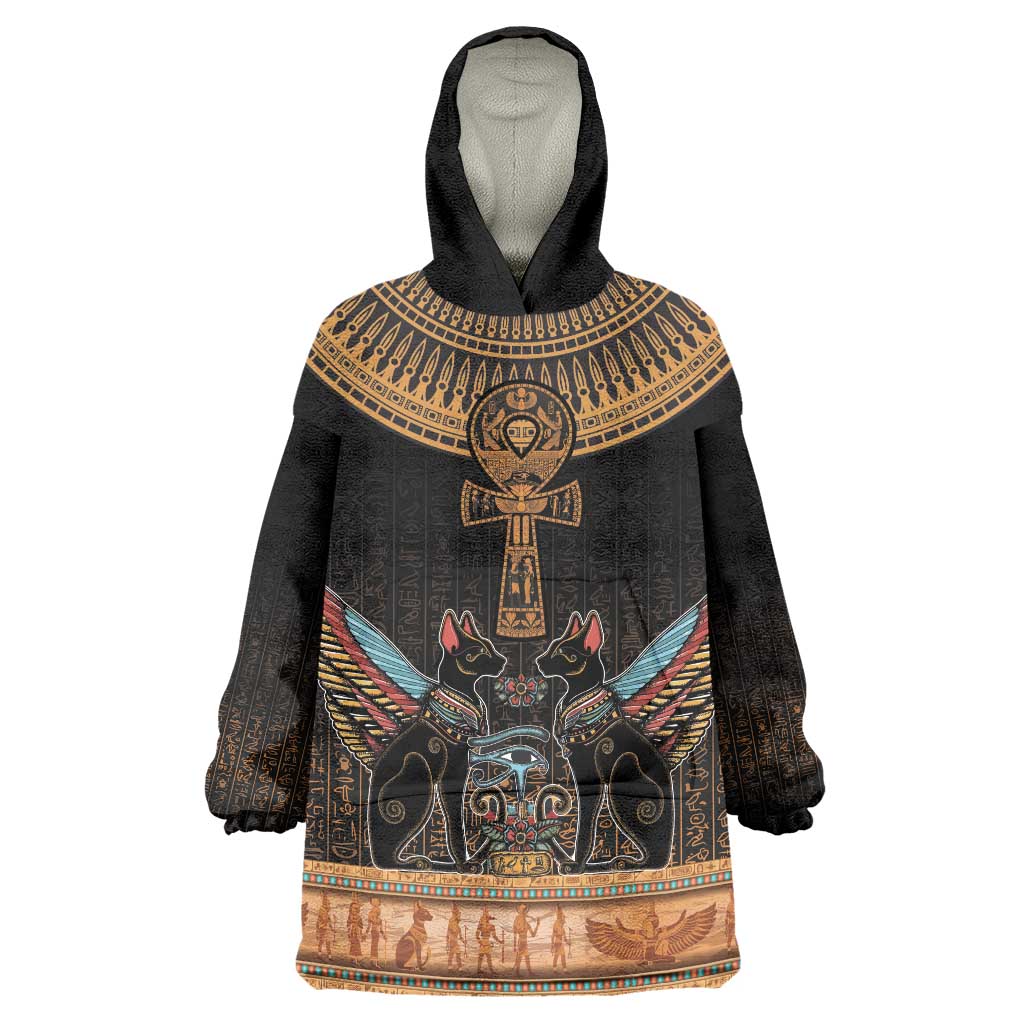 Ankh Egypt Wearable Blanket Hoodie Ankh Egyptian Hieroglyphs Alphabet