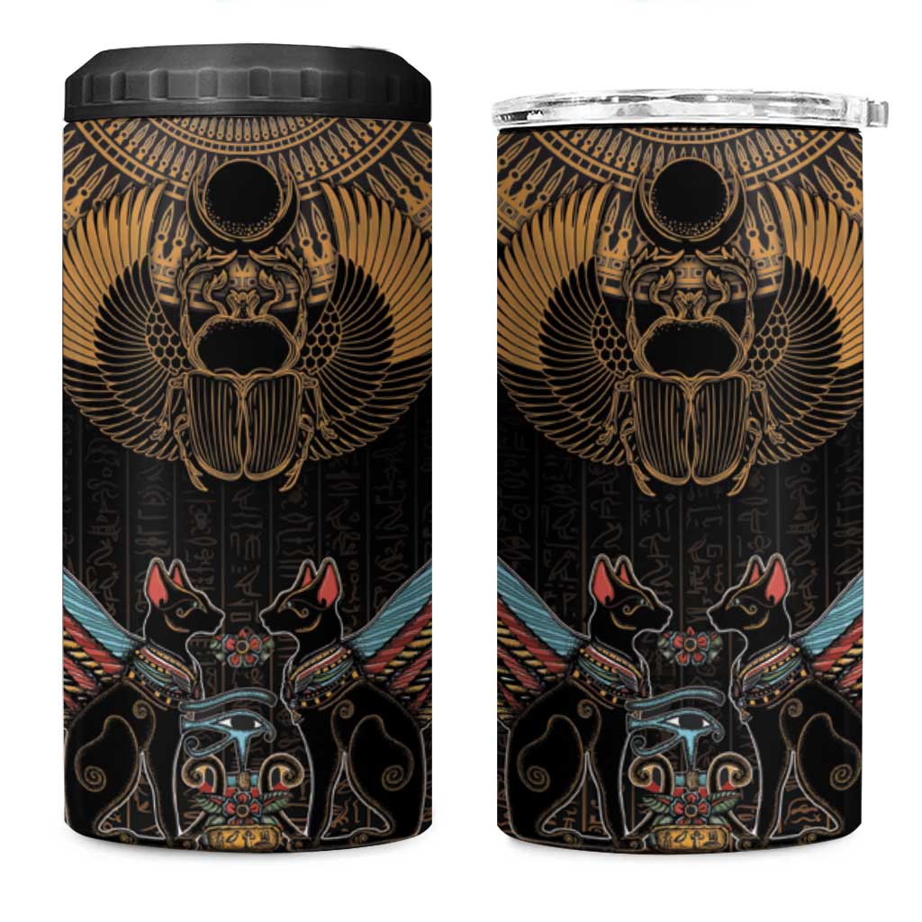 The Scarab Beetle 4 in 1 Can Cooler Tumbler Egyptian Hieroglyphs Alphabet