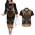 The Scarab Beetle Couples Matching Off The Shoulder Long Sleeve Dress and Hawaiian Shirt Egyptian Hieroglyphs Alphabet