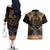 The Scarab Beetle Couples Matching Off The Shoulder Long Sleeve Dress and Hawaiian Shirt Egyptian Hieroglyphs Alphabet