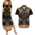 The Scarab Beetle Couples Matching Summer Maxi Dress and Hawaiian Shirt Egyptian Hieroglyphs Alphabet