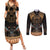 The Scarab Beetle Couples Matching Summer Maxi Dress and Long Sleeve Button Shirt Egyptian Hieroglyphs Alphabet