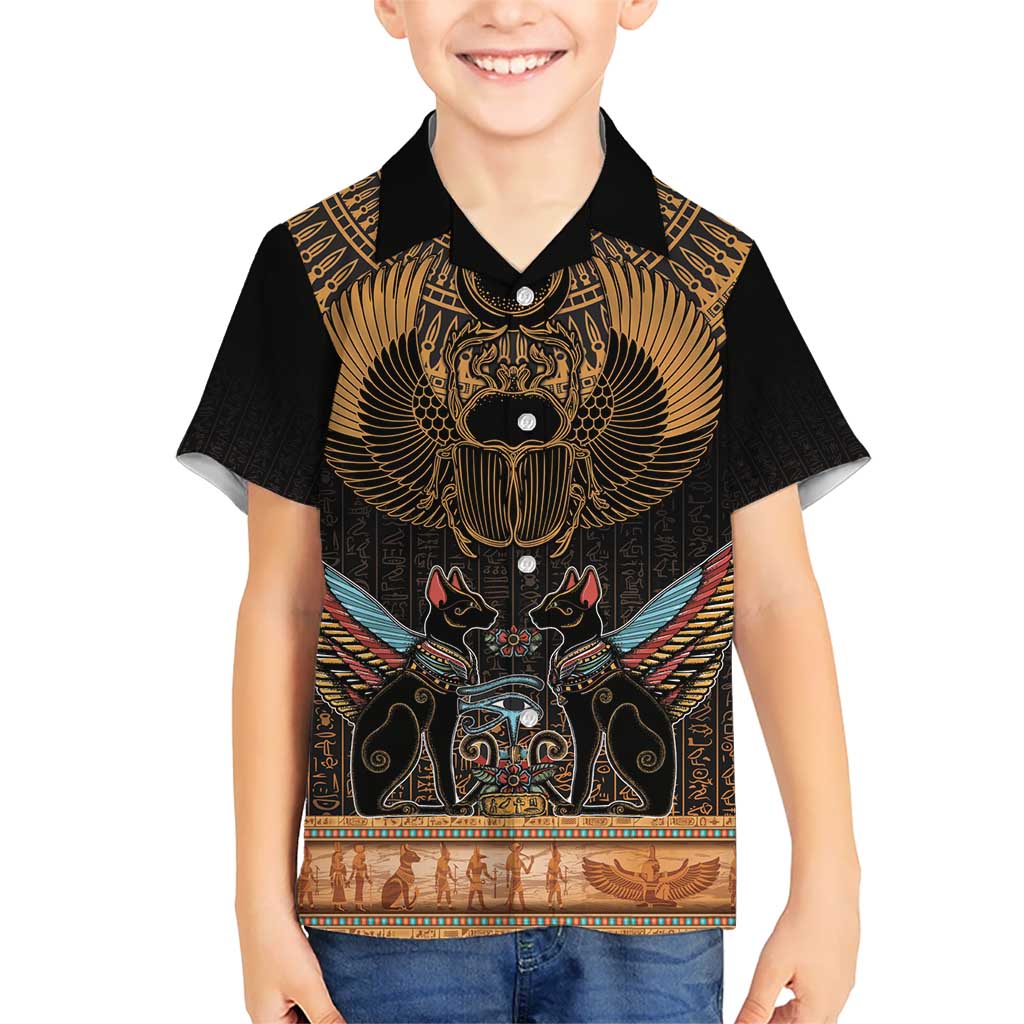 The Scarab Beetle Kid Hawaiian Shirt Egyptian Hieroglyphs Alphabet