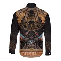 The Scarab Beetle Long Sleeve Button Shirt Egyptian Hieroglyphs Alphabet