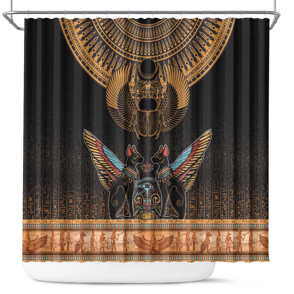 The Scarab Beetle Shower Curtain Egyptian Hieroglyphs Alphabet