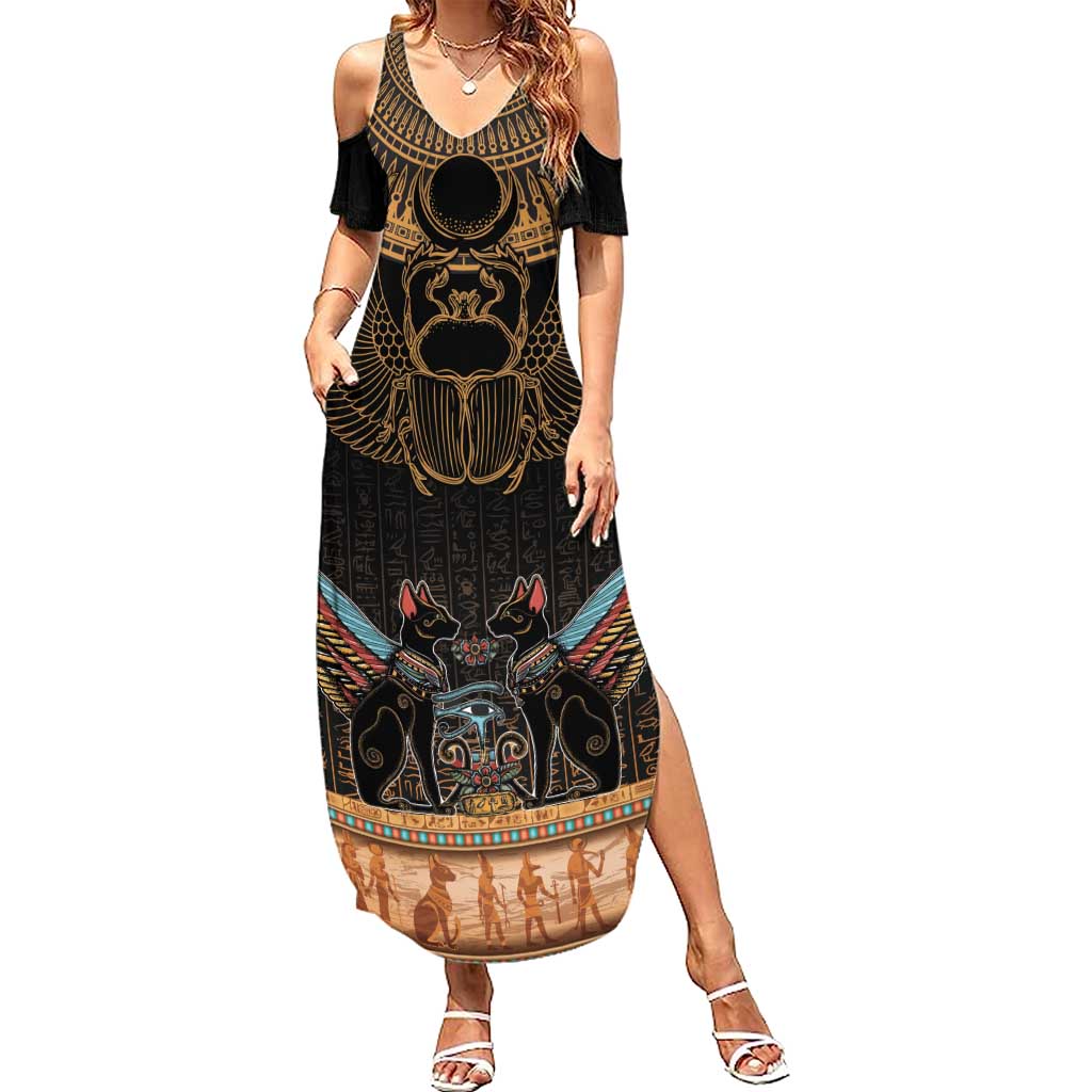 The Scarab Beetle Summer Maxi Dress Egyptian Hieroglyphs Alphabet