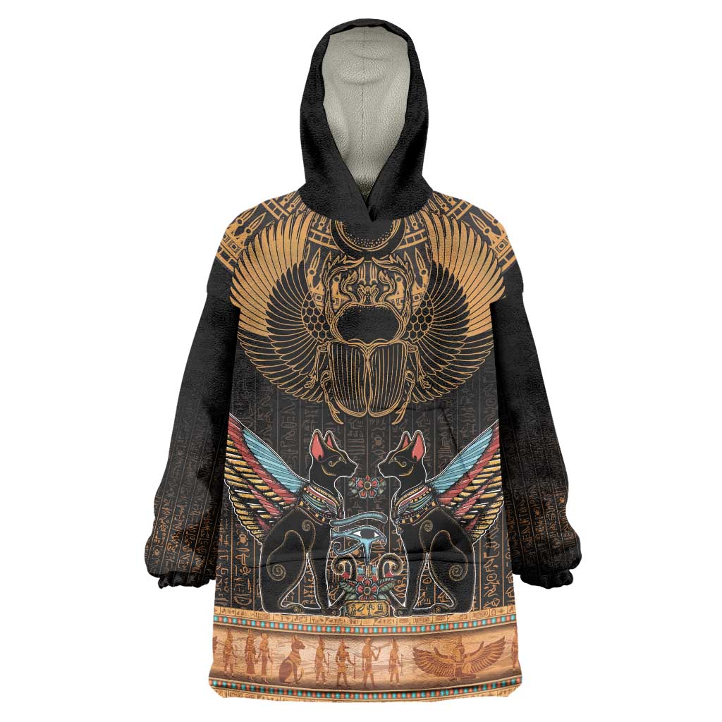 The Scarab Beetle Wearable Blanket Hoodie Egyptian Hieroglyphs Alphabet