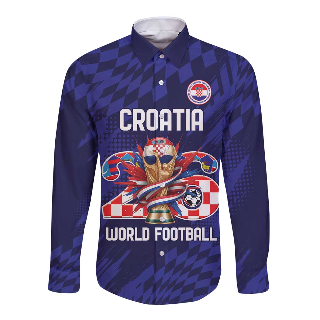 World Football Croatia 2026 Personalized Long Sleeve Button Shirt Mala Zemlja Veliki Snovi