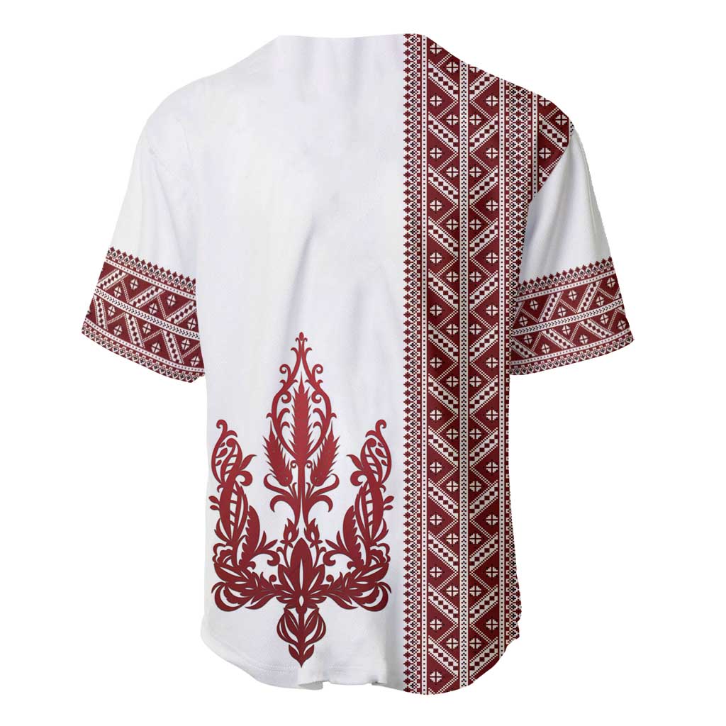 Ukraine Vyshyvanka Pattern Baseball Jersey Ukrainian Trident