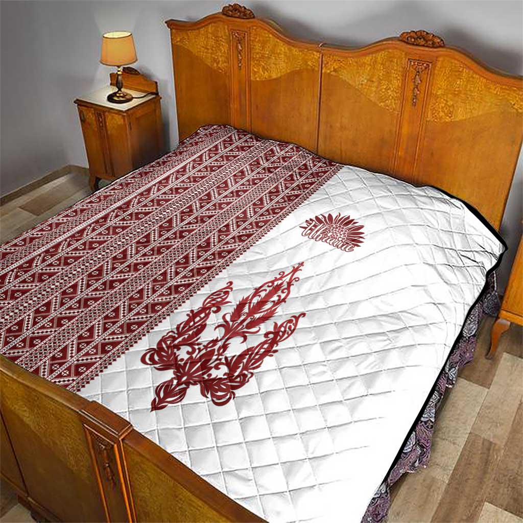 Ukraine Vyshyvanka Pattern Quilt Ukrainian Trident